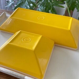 Vintage Tupperware Bright Yellow Buffet Tray 1380 and Dip Bowl 1388